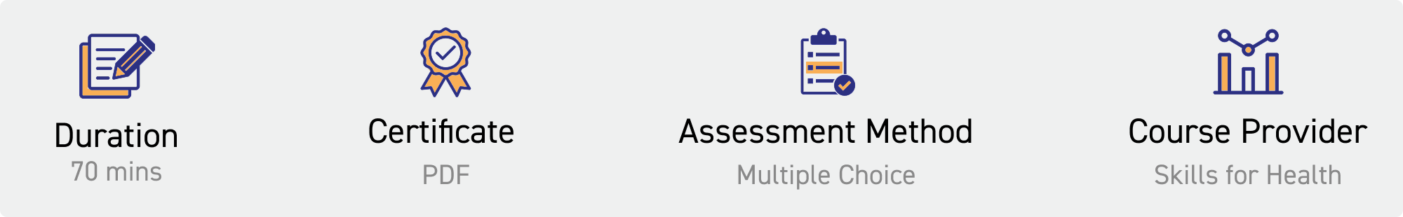 duration: 70 mins. Certificate: pdf. Assessment Method: multiple choice. Course Provider: Skills for Health